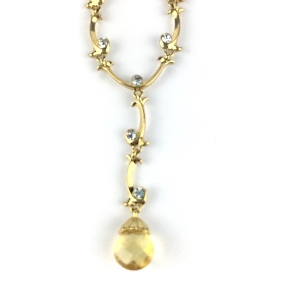 AVON Necklace Briolette Vine Amber Jewel Victorian Goldtone Marigold - Picture 2 of 5